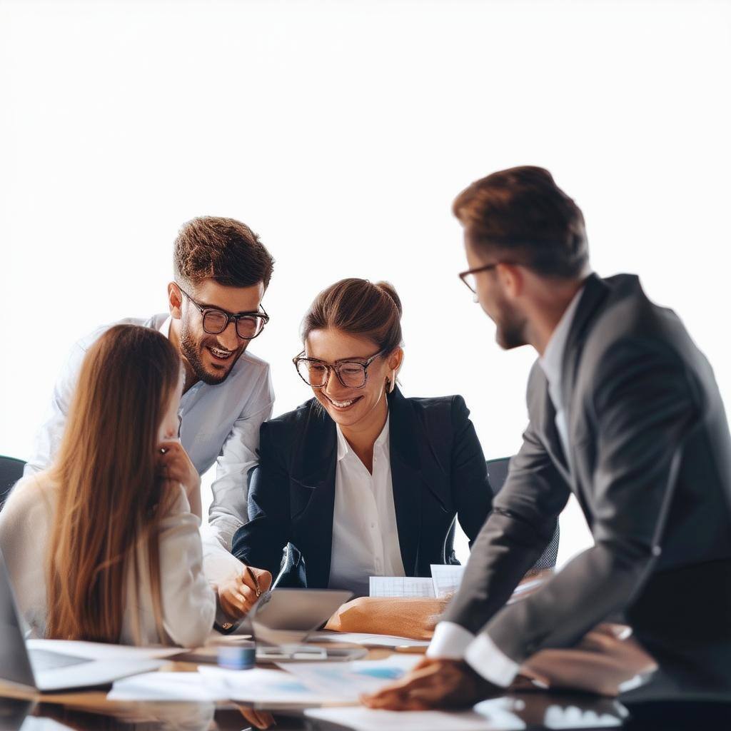 business people working together with enthusiasm with a transparent background